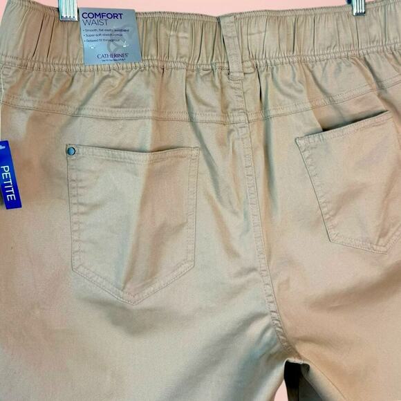 Catherines Comfort Waist Straight Pants Stretch Plus Size 1XWP Petite Khaki NWT - Picture 7 of 12